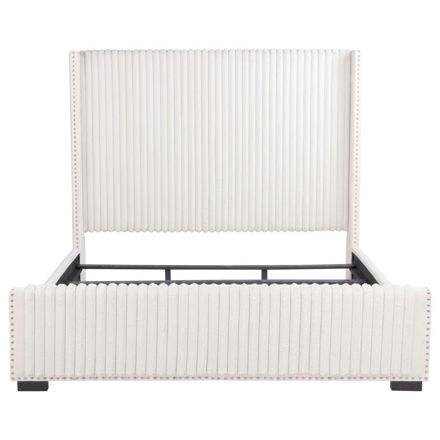 Natasha - Upholstered Eastern King Wingback Bed - Cream Upholstered Bed modern furniture Contempo Furniture