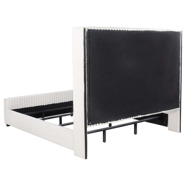 Natasha - Upholstered Eastern King Wingback Bed - Cream Upholstered Bed modern furniture Contempo Furniture