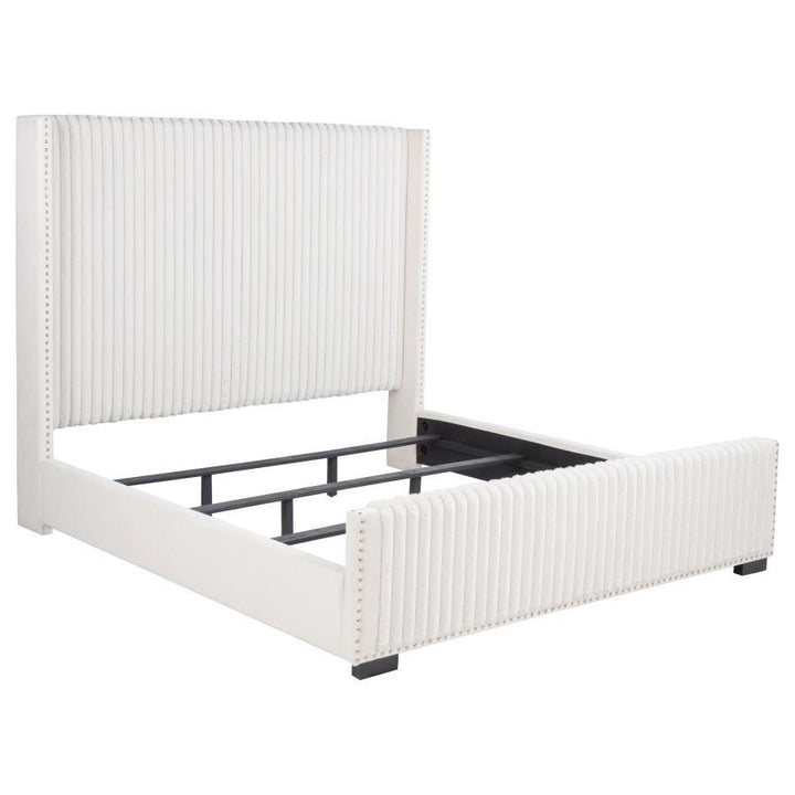 Natasha - Upholstered Eastern King Wingback Bed - Cream Upholstered Bed modern furniture Contempo Furniture