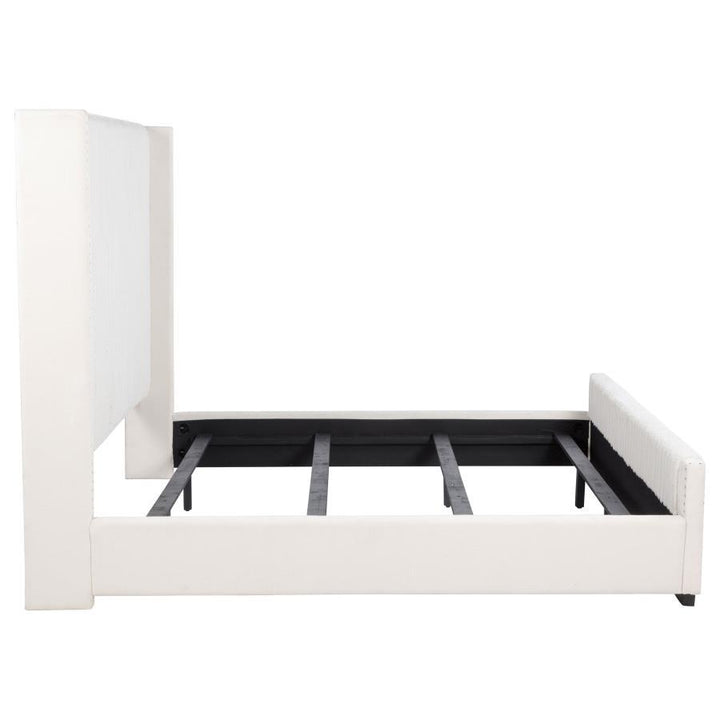 Natasha - Upholstered Eastern King Wingback Bed - Cream Upholstered Bed modern furniture Contempo Furniture