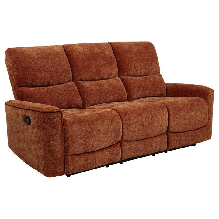 Navarro - 2 Piece Upholstered Reclining Sofa Set - Burnt Orange Reclining Sofa &amp; Loveseat modern furniture Contempo Furniture