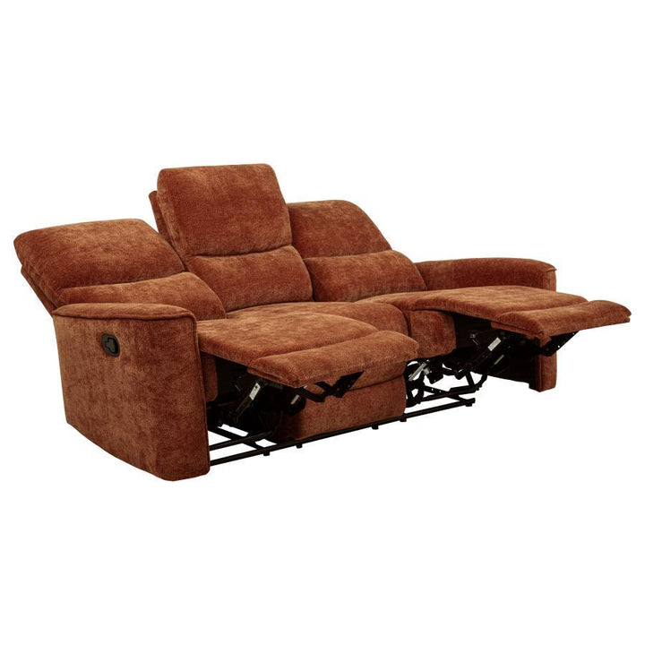 Navarro - 2 Piece Upholstered Reclining Sofa Set - Burnt Orange Reclining Sofa &amp; Loveseat modern furniture Contempo Furniture