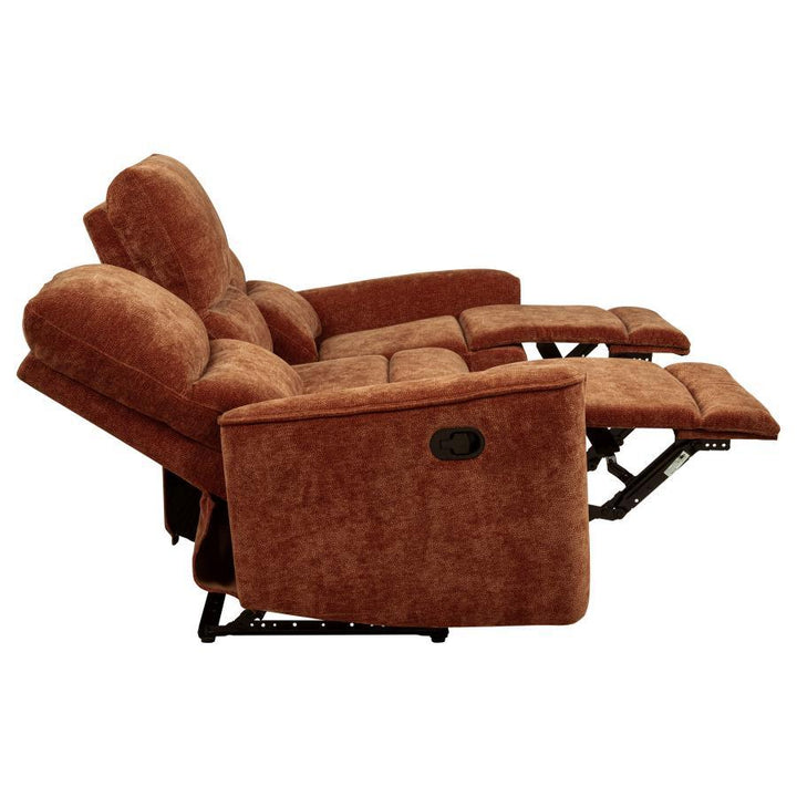 Navarro - 2 Piece Upholstered Reclining Sofa Set - Burnt Orange Reclining Sofa &amp; Loveseat modern furniture Contempo Furniture