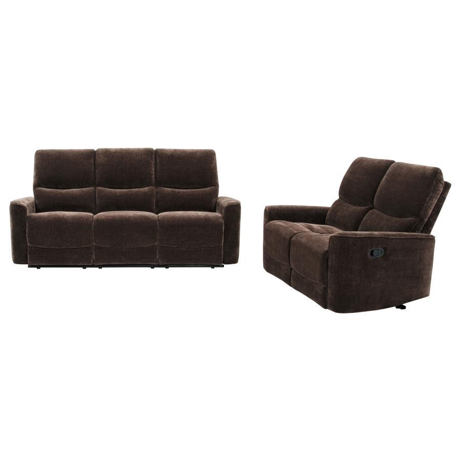 Navarro - 2 Piece Upholstered Reclining Sofa Set - Dark Brown Reclining Sofa & Loveseat modern furniture Contempo Furniture