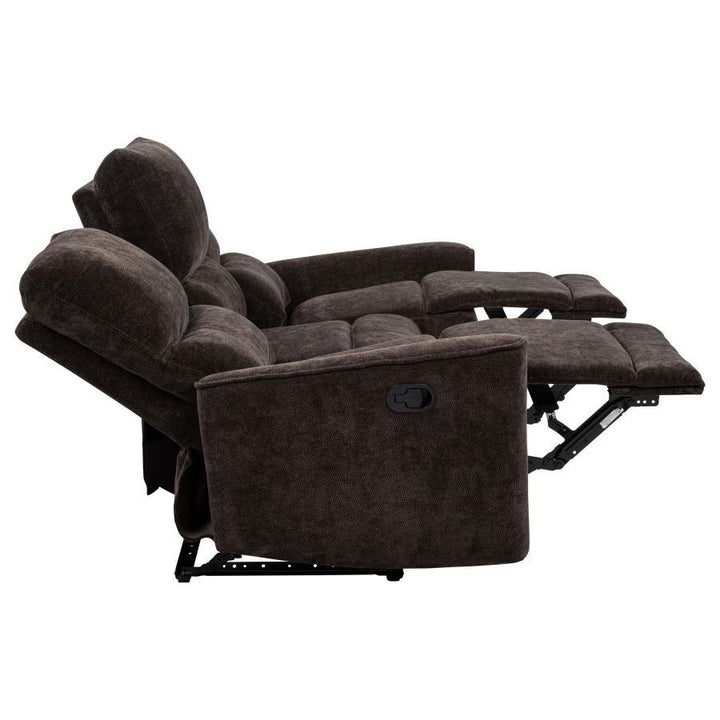 Navarro - 2 Piece Upholstered Reclining Sofa Set - Dark Brown Reclining Sofa &amp; Loveseat modern furniture Contempo Furniture