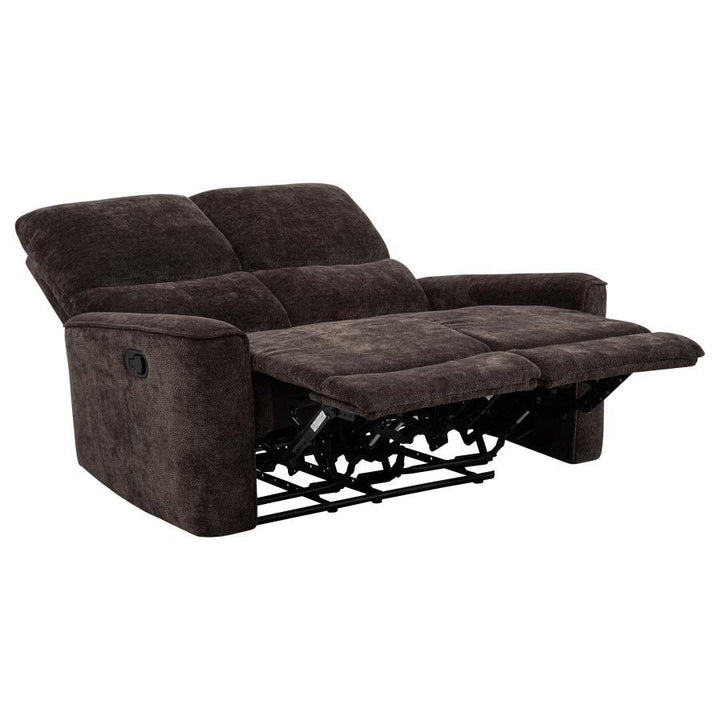 Navarro - 2 Piece Upholstered Reclining Sofa Set - Dark Brown Reclining Sofa &amp; Loveseat modern furniture Contempo Furniture