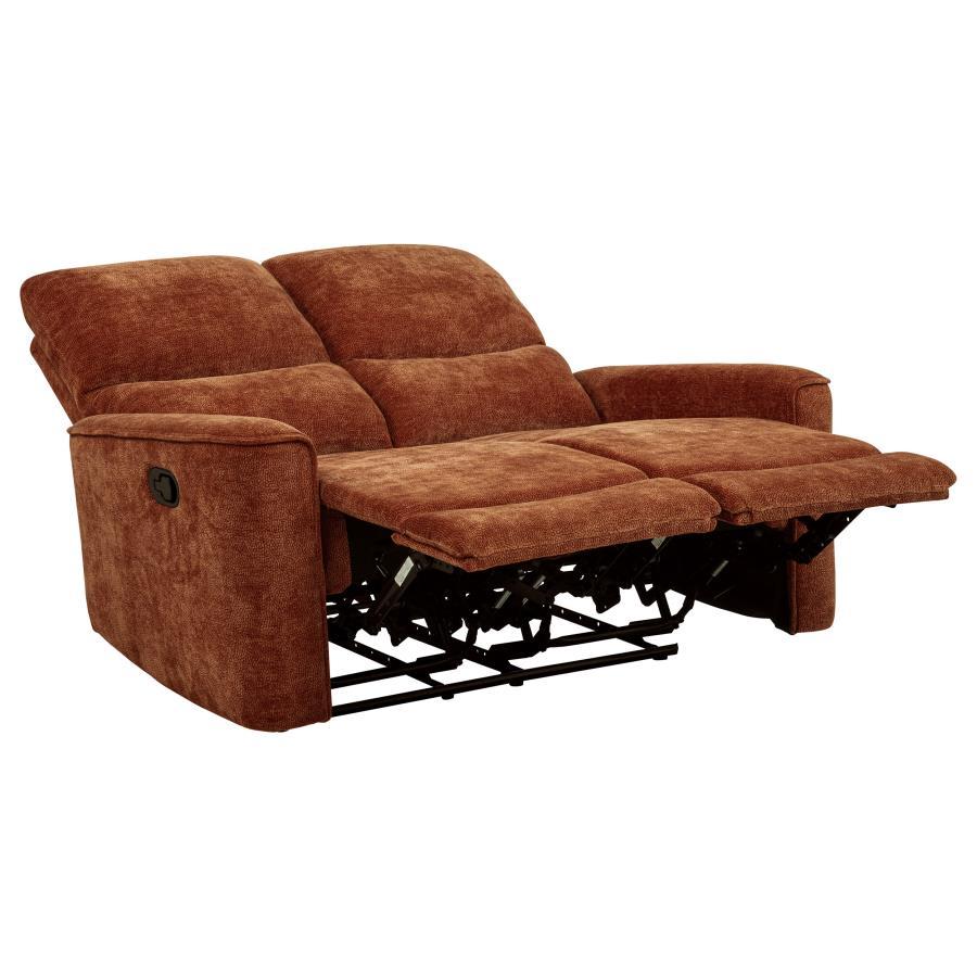 Navarro - 3 Piece Upholstered Reclining Sofa Set - Burnt Orange 3 - Piece Living Room Set modern furniture Contempo Furniture