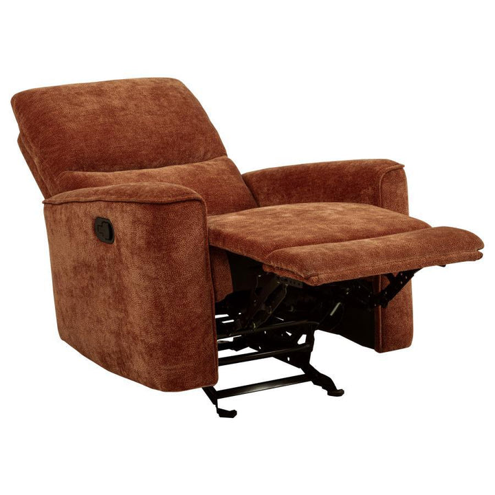 Navarro - Chenille Upholstered Glider Recliner - Burnt Orange Glider Chair modern furniture Contempo Furniture