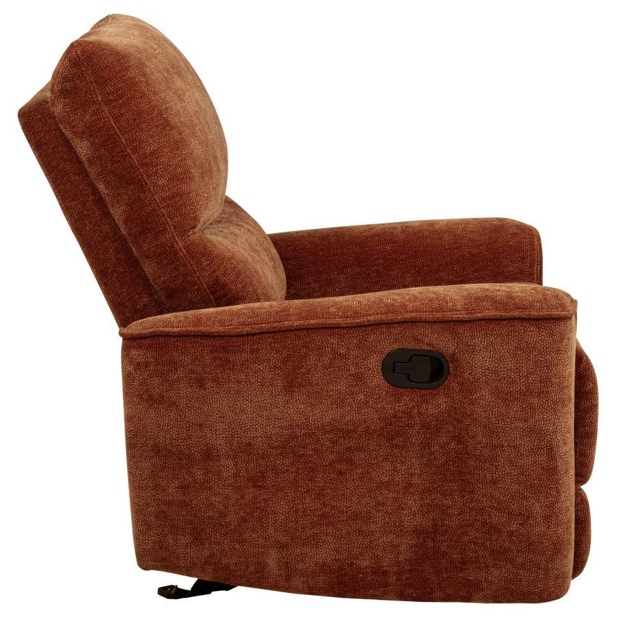 Navarro - Chenille Upholstered Glider Recliner - Burnt Orange Glider Chair modern furniture Contempo Furniture