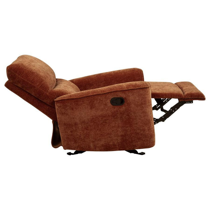 Navarro - Chenille Upholstered Glider Recliner - Burnt Orange Glider Chair modern furniture Contempo Furniture