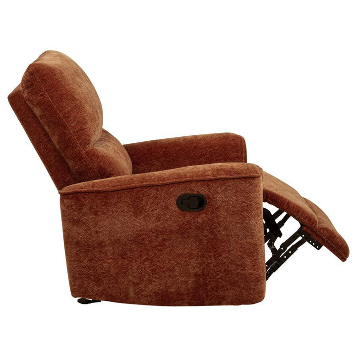 Navarro - Chenille Upholstered Glider Recliner - Burnt Orange Glider Chair modern furniture Contempo Furniture
