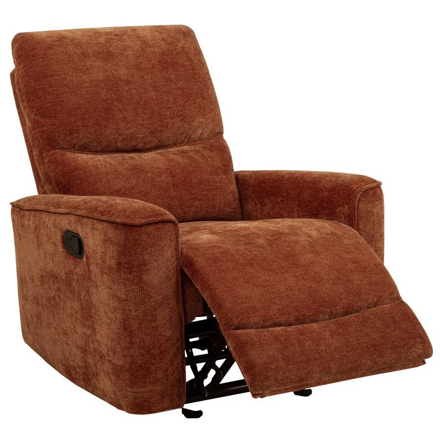 Navarro - Chenille Upholstered Glider Recliner - Burnt Orange Glider Chair modern furniture Contempo Furniture