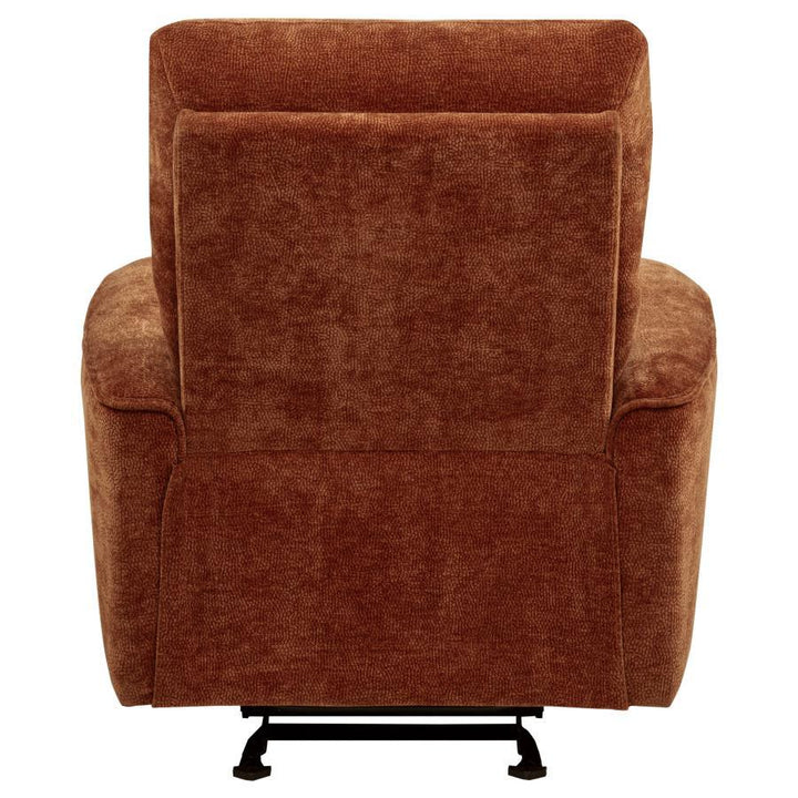 Navarro - Chenille Upholstered Glider Recliner - Burnt Orange Glider Chair modern furniture Contempo Furniture