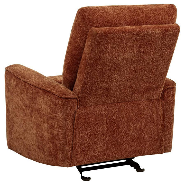 Navarro - Chenille Upholstered Glider Recliner - Burnt Orange Glider Chair modern furniture Contempo Furniture