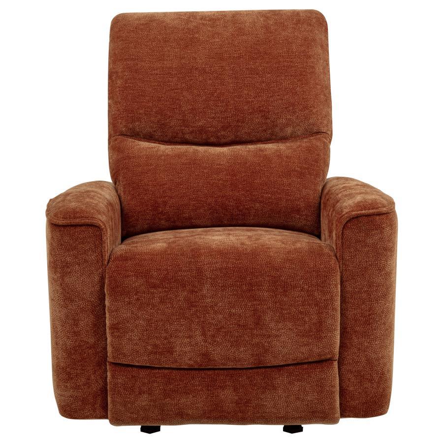 Navarro - Chenille Upholstered Glider Recliner - Burnt Orange Glider Chair modern furniture Contempo Furniture
