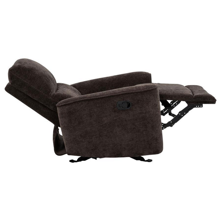 Navarro - Chenille Upholstered Glider Recliner - Dark Brown Glider Chair modern furniture Contempo Furniture