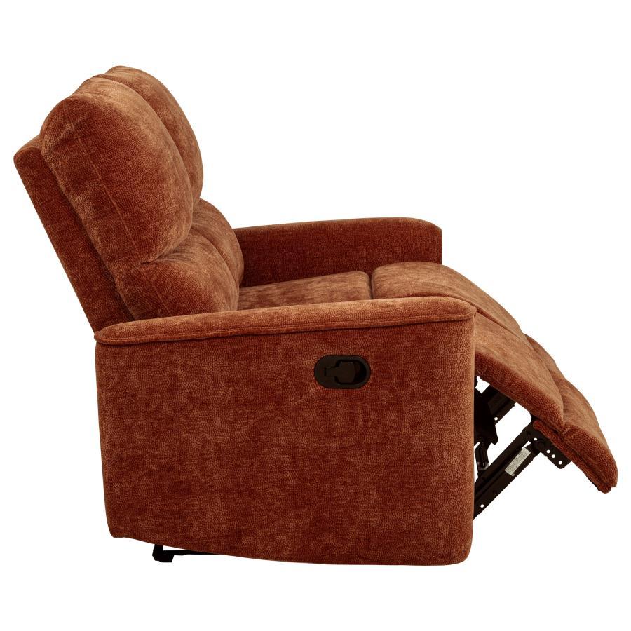 Navarro - Chenille Upholstered Reclining Loveseat - Burnt Orange Reclining Loveseat modern furniture Contempo Furniture