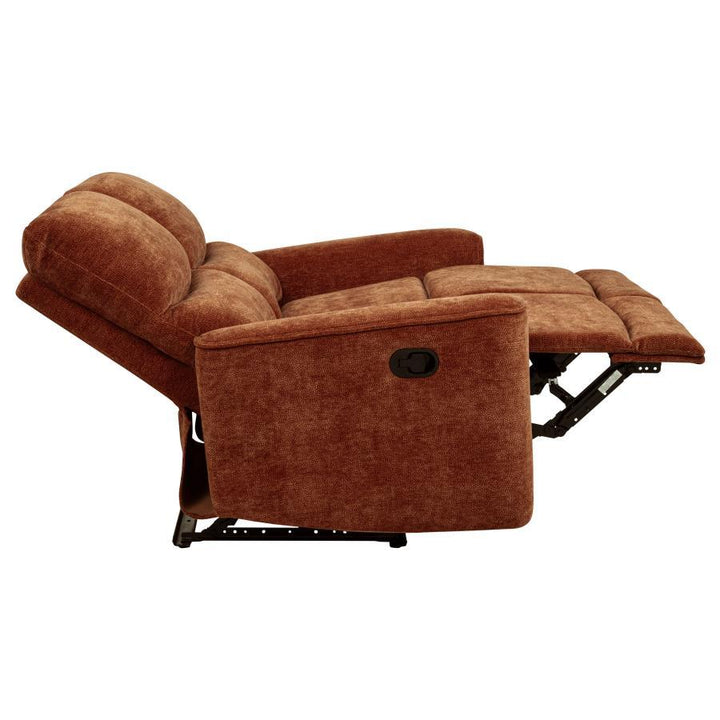 Navarro - Chenille Upholstered Reclining Loveseat - Burnt Orange Reclining Loveseat modern furniture Contempo Furniture