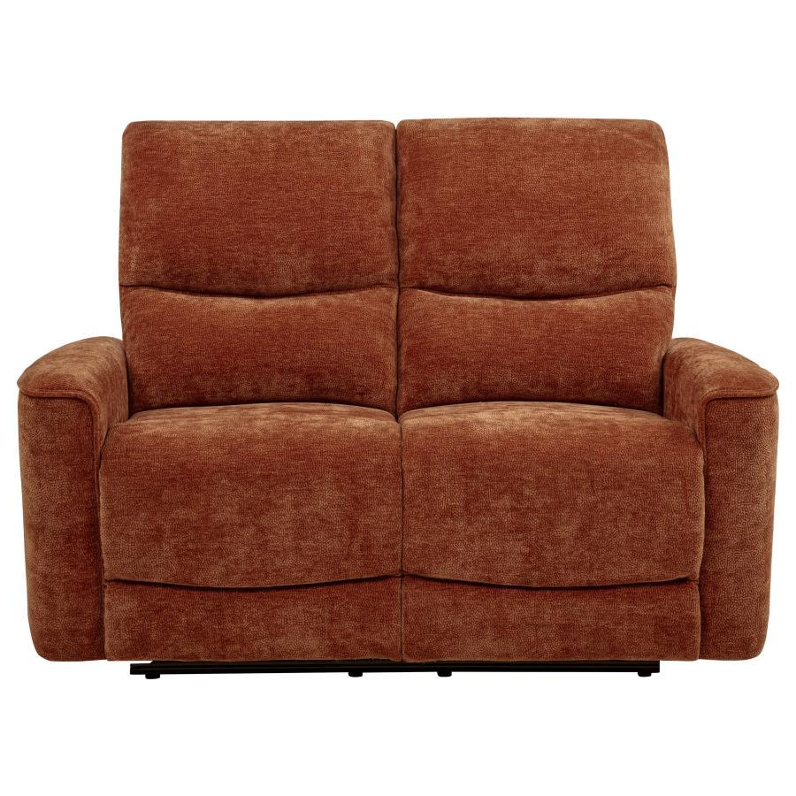Navarro - Chenille Upholstered Reclining Loveseat - Burnt Orange Reclining Loveseat modern furniture Contempo Furniture