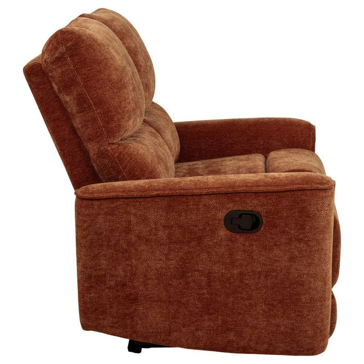Navarro - Chenille Upholstered Reclining Loveseat - Burnt Orange Reclining Loveseat modern furniture Contempo Furniture