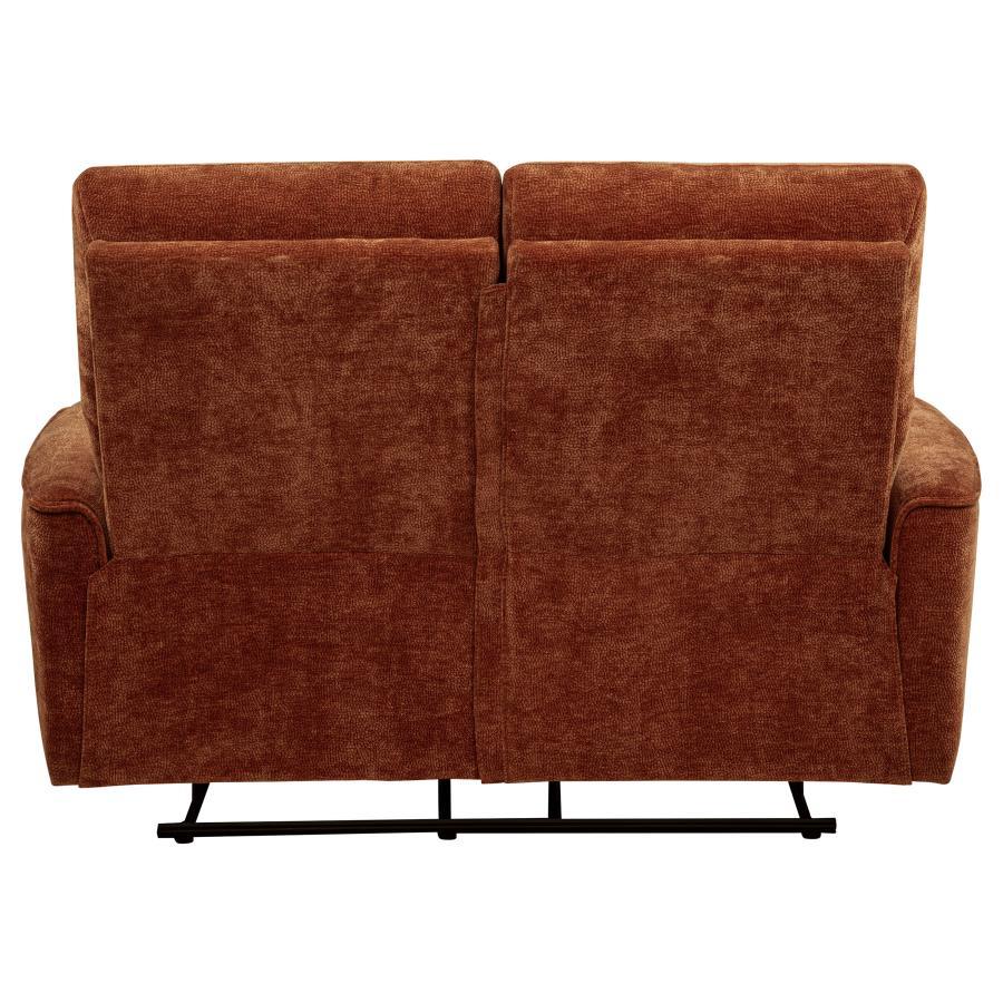Navarro - Chenille Upholstered Reclining Loveseat - Burnt Orange Reclining Loveseat modern furniture Contempo Furniture