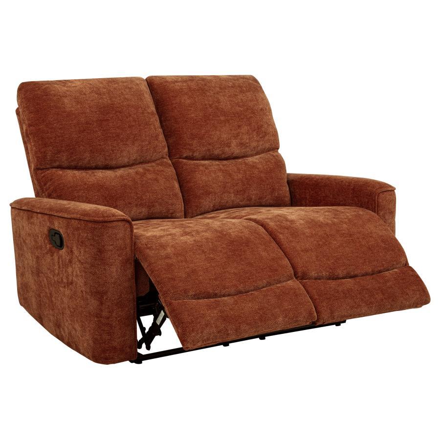 Navarro - Chenille Upholstered Reclining Loveseat - Burnt Orange Reclining Loveseat modern furniture Contempo Furniture