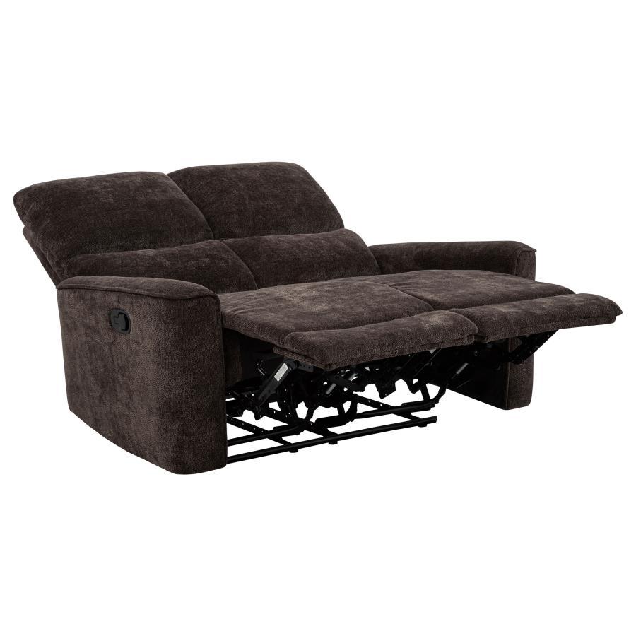 Navarro - Chenille Upholstered Reclining Loveseat - Dark Brown Reclining Loveseat modern furniture Contempo Furniture