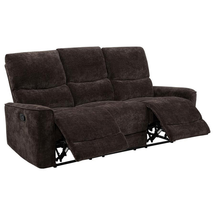 Navarro - Chenille Upholstered Reclining Sofa - Dark Brown Reclining Sofa modern furniture Contempo Furniture