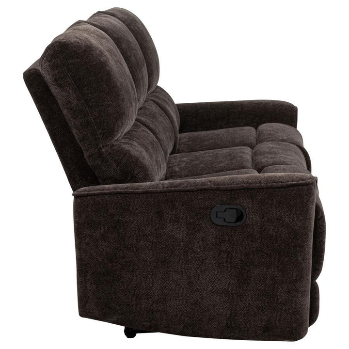 Navarro - Chenille Upholstered Reclining Sofa - Dark Brown Reclining Sofa modern furniture Contempo Furniture