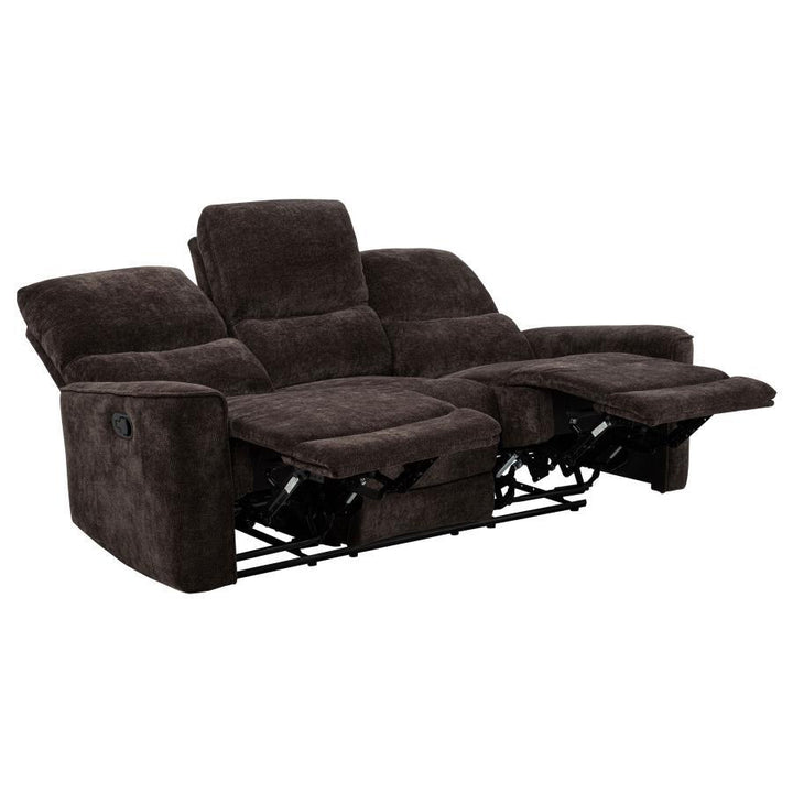 Navarro - Chenille Upholstered Reclining Sofa - Dark Brown Reclining Sofa modern furniture Contempo Furniture