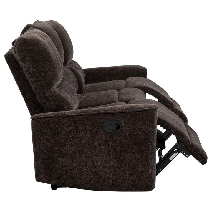 Navarro - Chenille Upholstered Reclining Sofa - Dark Brown Reclining Sofa modern furniture Contempo Furniture