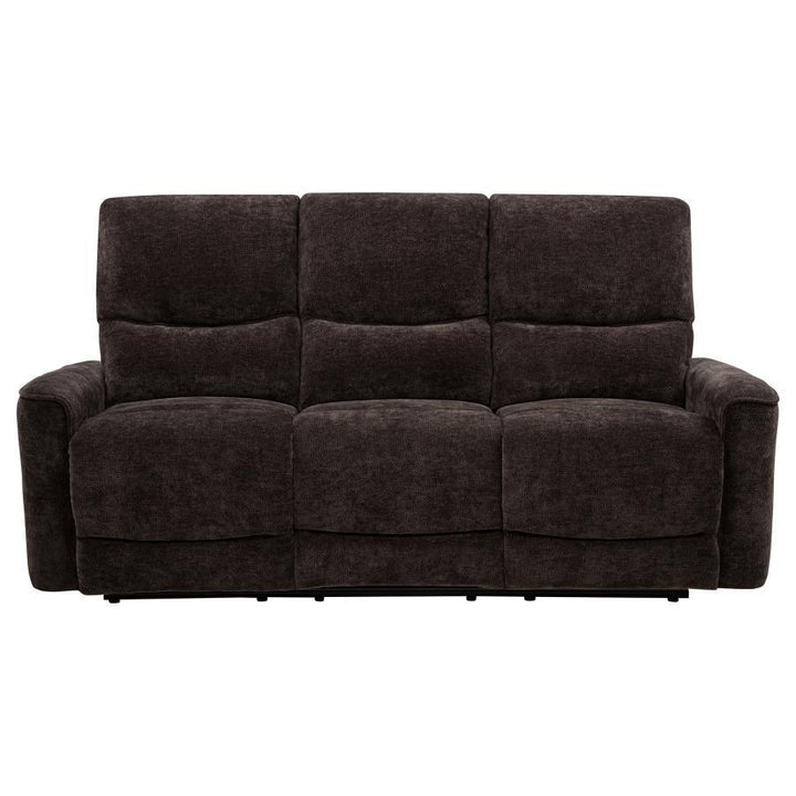 Navarro - Chenille Upholstered Reclining Sofa - Dark Brown Reclining Sofa modern furniture Contempo Furniture