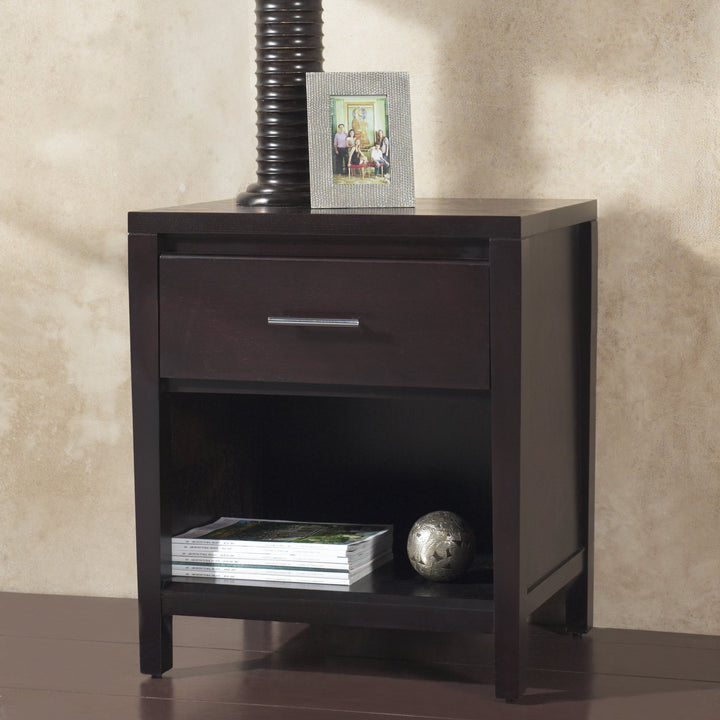 Nevis Charging Station Nightstand in Espresso Nightstand modern furniture Contempo Furniture
