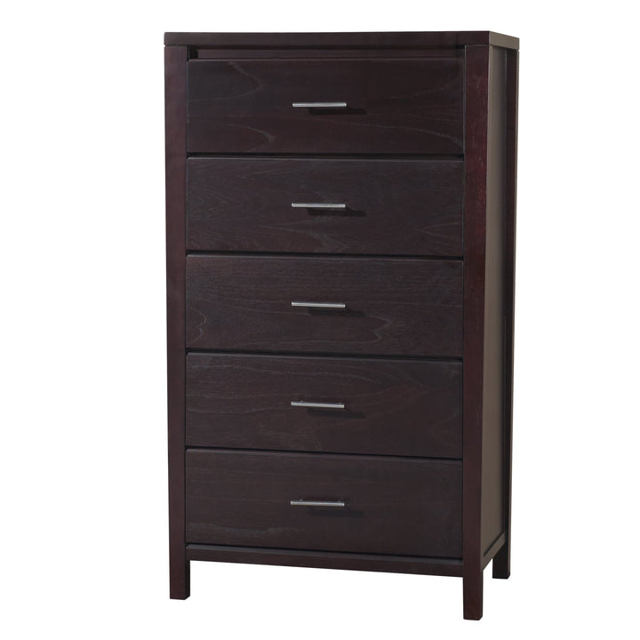 Nevis Five Drawer Chest in Espresso Chest modern furniture Contempo Furniture