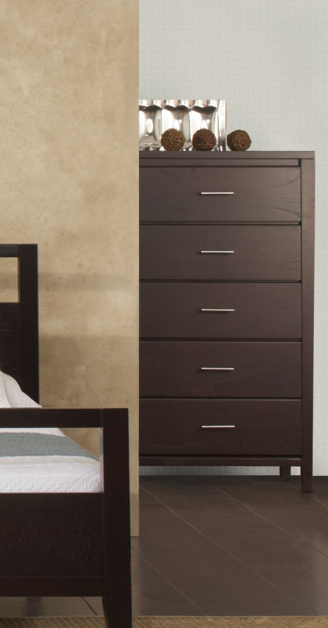 Nevis Five Drawer Chest in Espresso Chest modern furniture Contempo Furniture