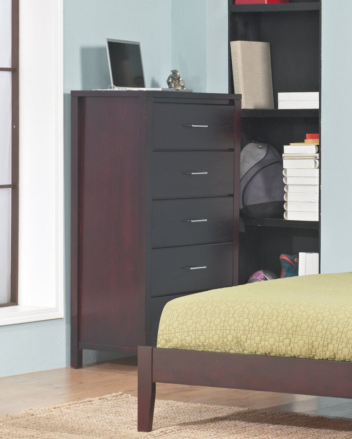Nevis Five Drawer Chest in Espresso Chest modern furniture Contempo Furniture