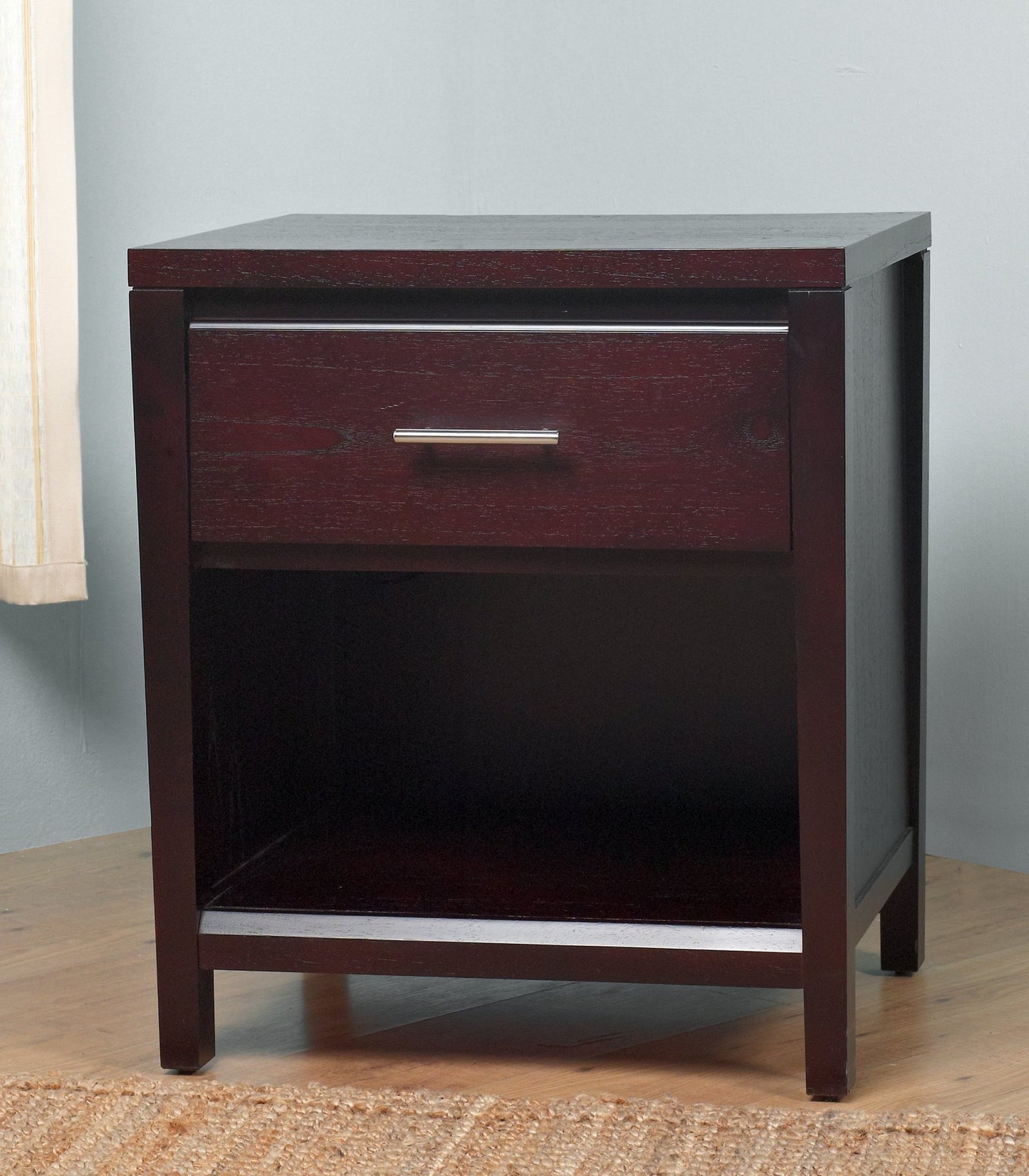 Nevis One Drawer Nightstand in Espresso Nightstand modern furniture Contempo Furniture