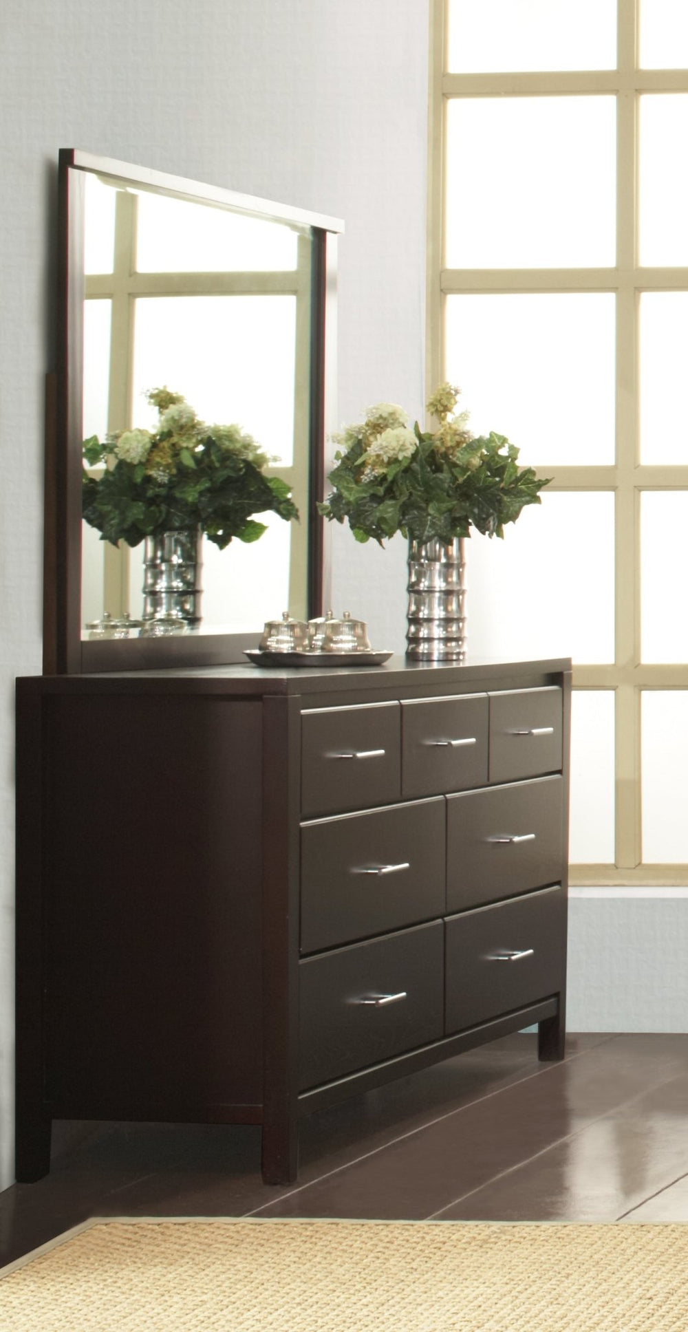 Nevis Seven Drawer Dresser in Espresso Dresser modern furniture Contempo Furniture