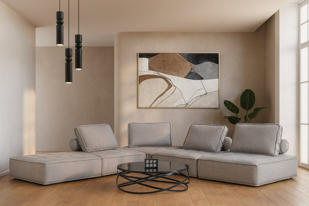 Nolden  Modern Modular Grey Fabric Armless Seat