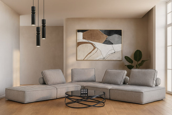Nolden - Modern Modular Grey Fabric Armless Seat