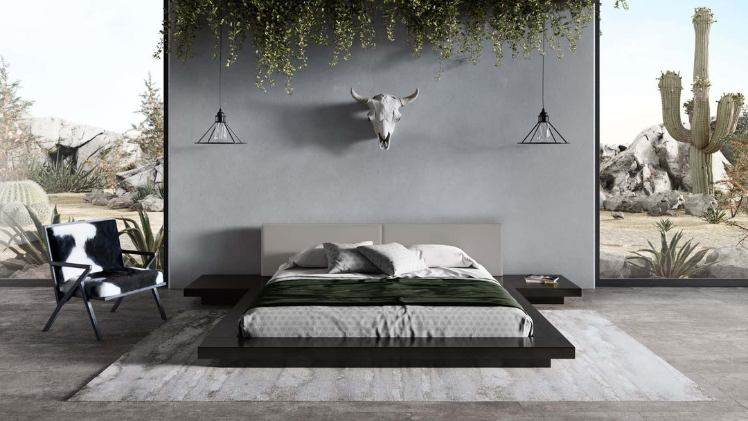 Tokyo - Eastern King Contemporary Black and Grey Platform Bed