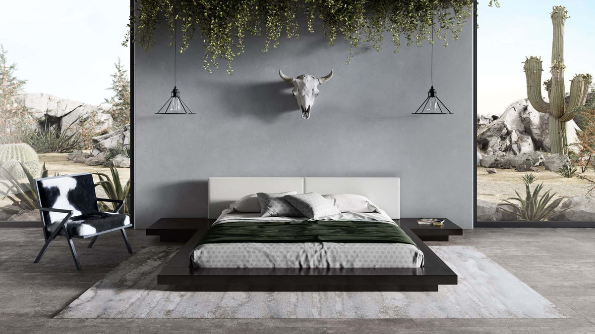 Tokyo - Eastern King Contemporary Black and White Platform Bed