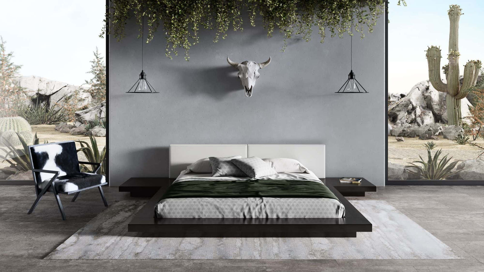Tokyo - Eastern King Contemporary Black and White Platform Bed