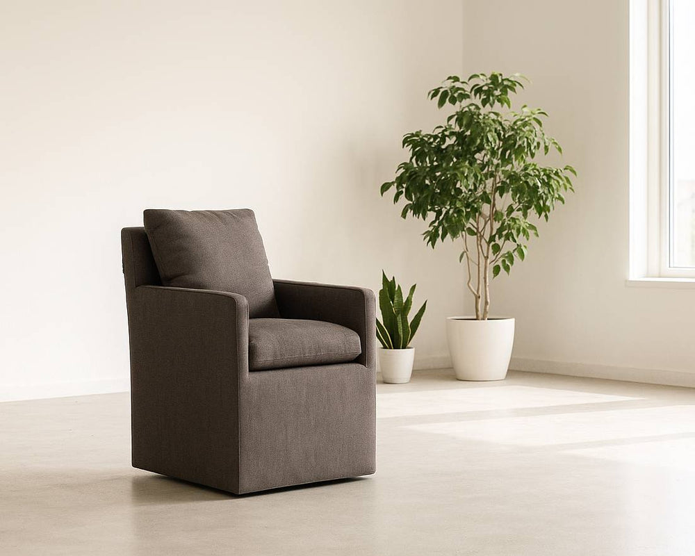 Newcastle - Modern Grey Fabric Dining Chair - View 2