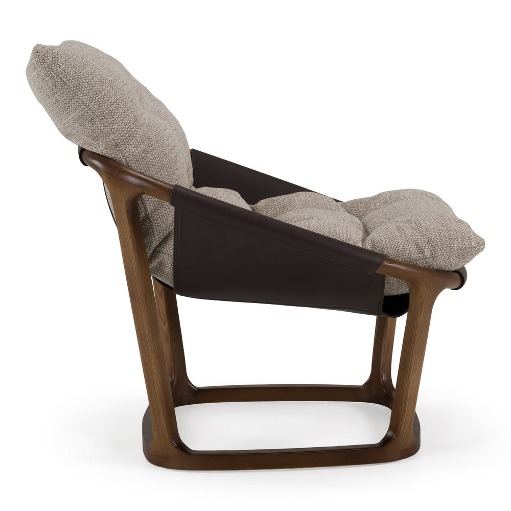 Newman - Modern Beige Fabric + Dark Brown Faux Leather + Ash Accent Chair - View 2