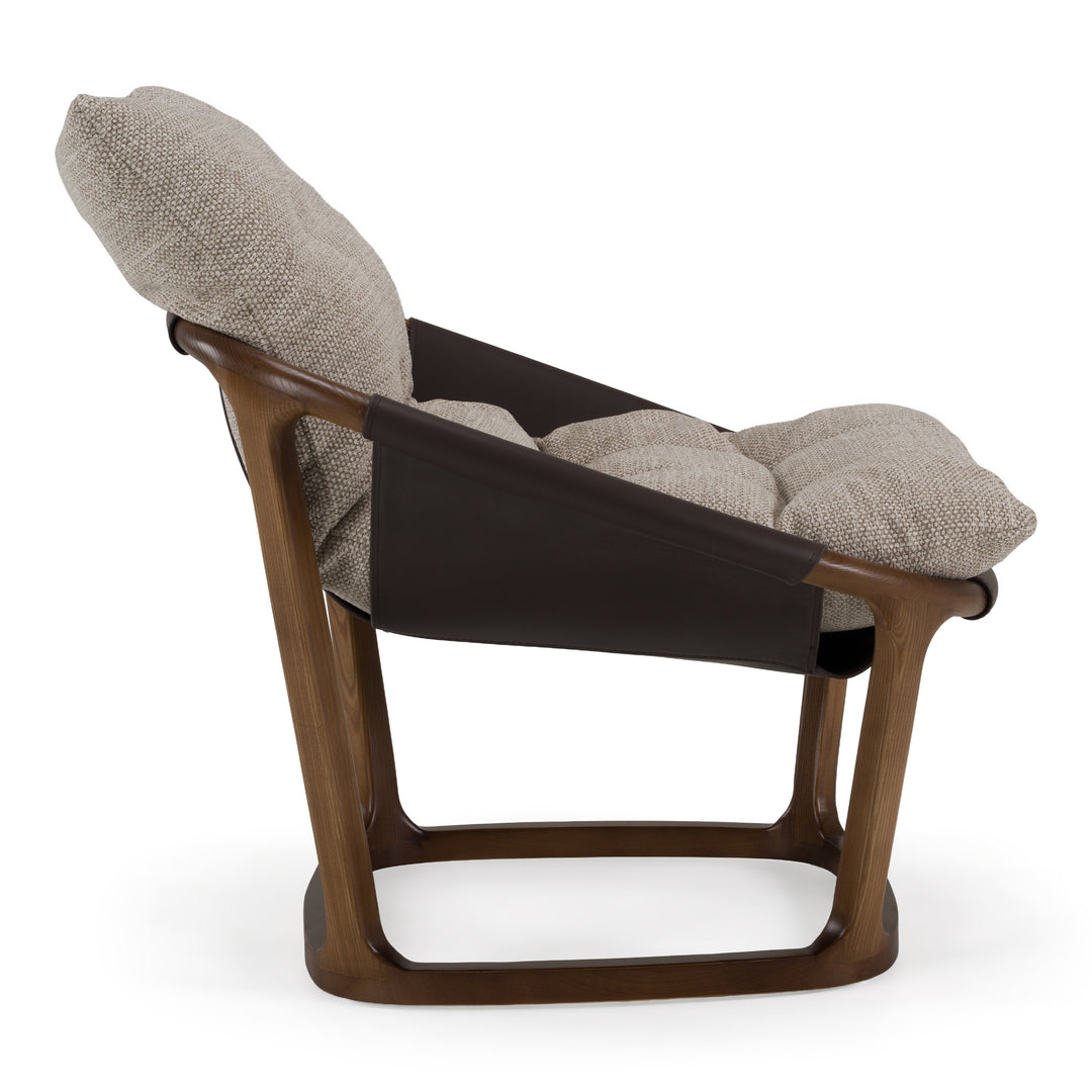 Newman - Modern Beige Fabric + Dark Brown Faux Leather + Ash Accent Chair