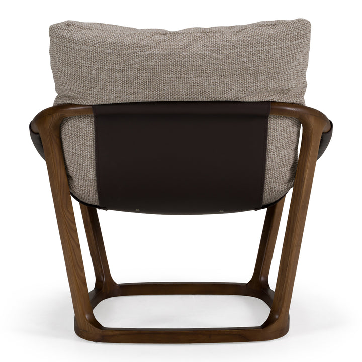 Newman - Modern Beige Fabric + Dark Brown Faux Leather + Ash Accent Chair