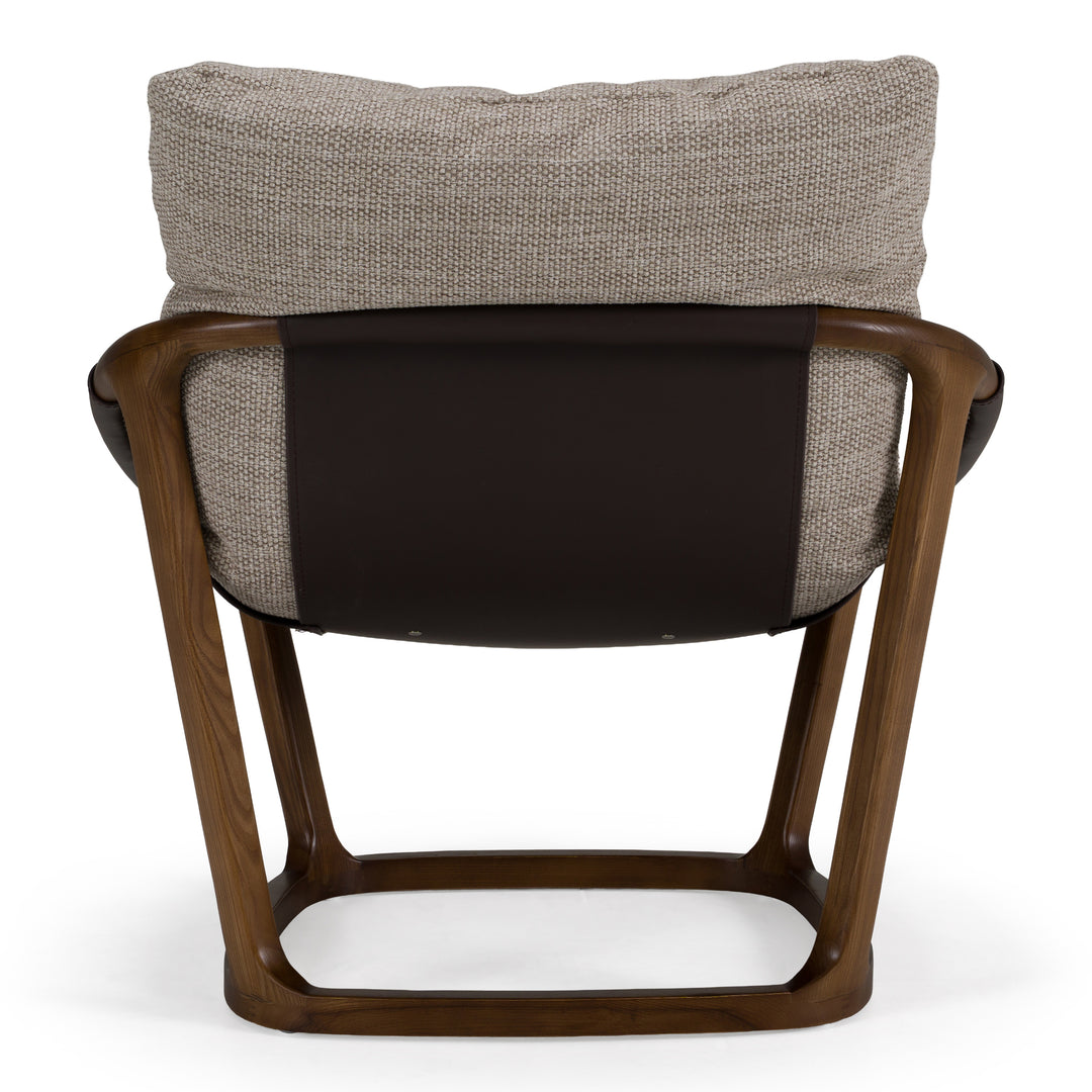 Newman - Modern Beige Fabric + Dark Brown Faux Leather + Ash Accent Chair