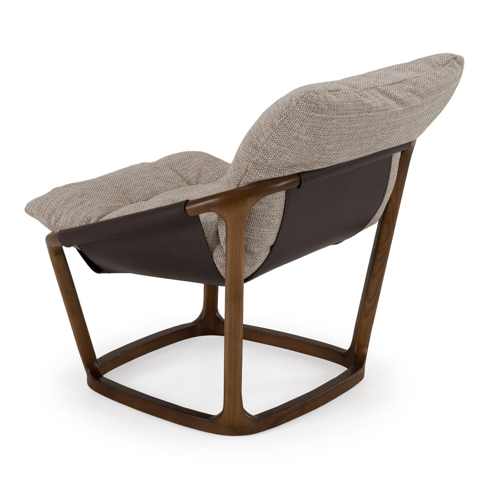 Newman - Modern Beige Fabric + Dark Brown Faux Leather + Ash Accent Chair - View 3