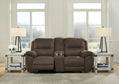 Next - Gen Gaucho Reclining Loveseat with Console - Dark Brown Reclining Loveseat modern furniture Contempo Furniture